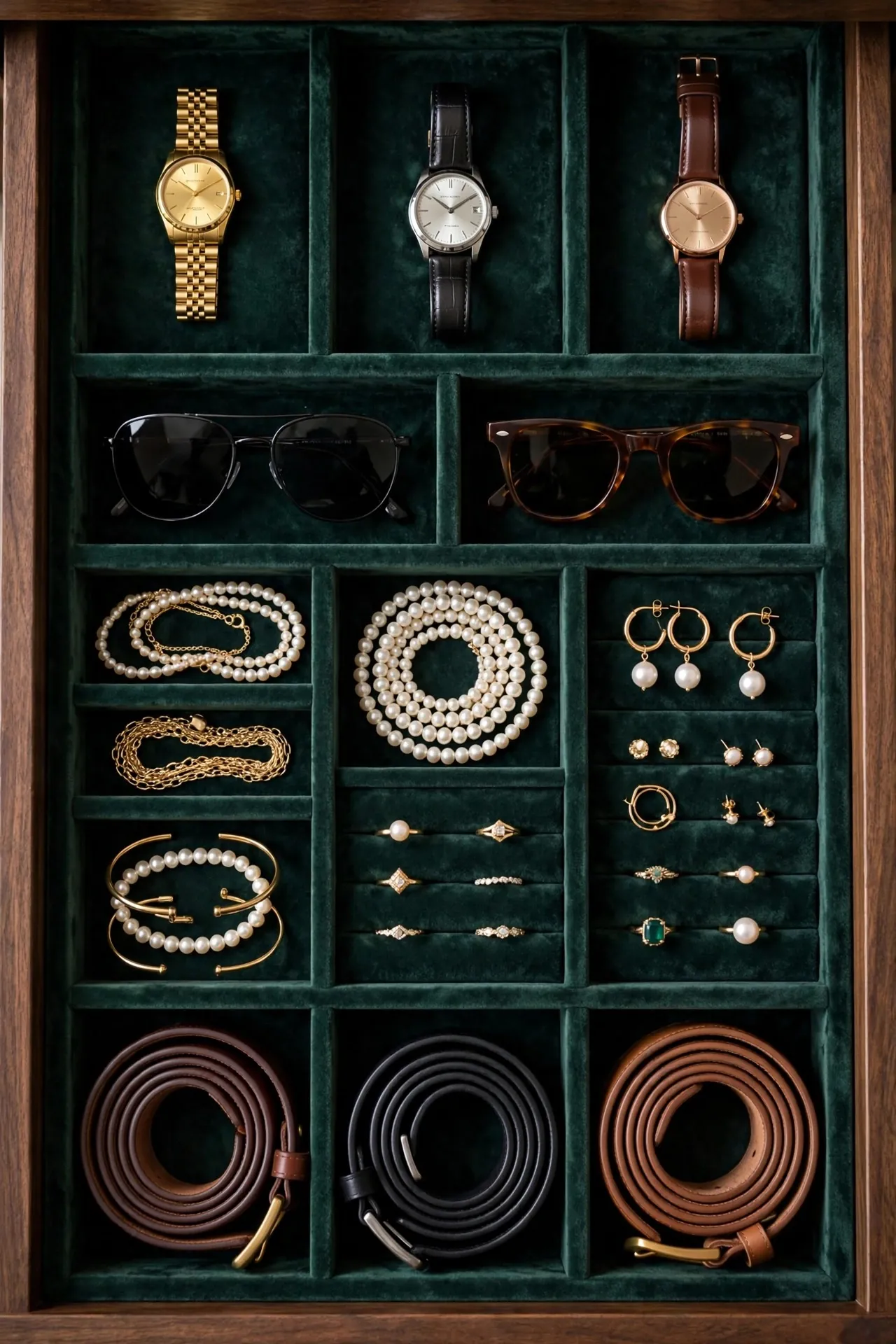 Closet drawer with dividers for jewelry and accessories