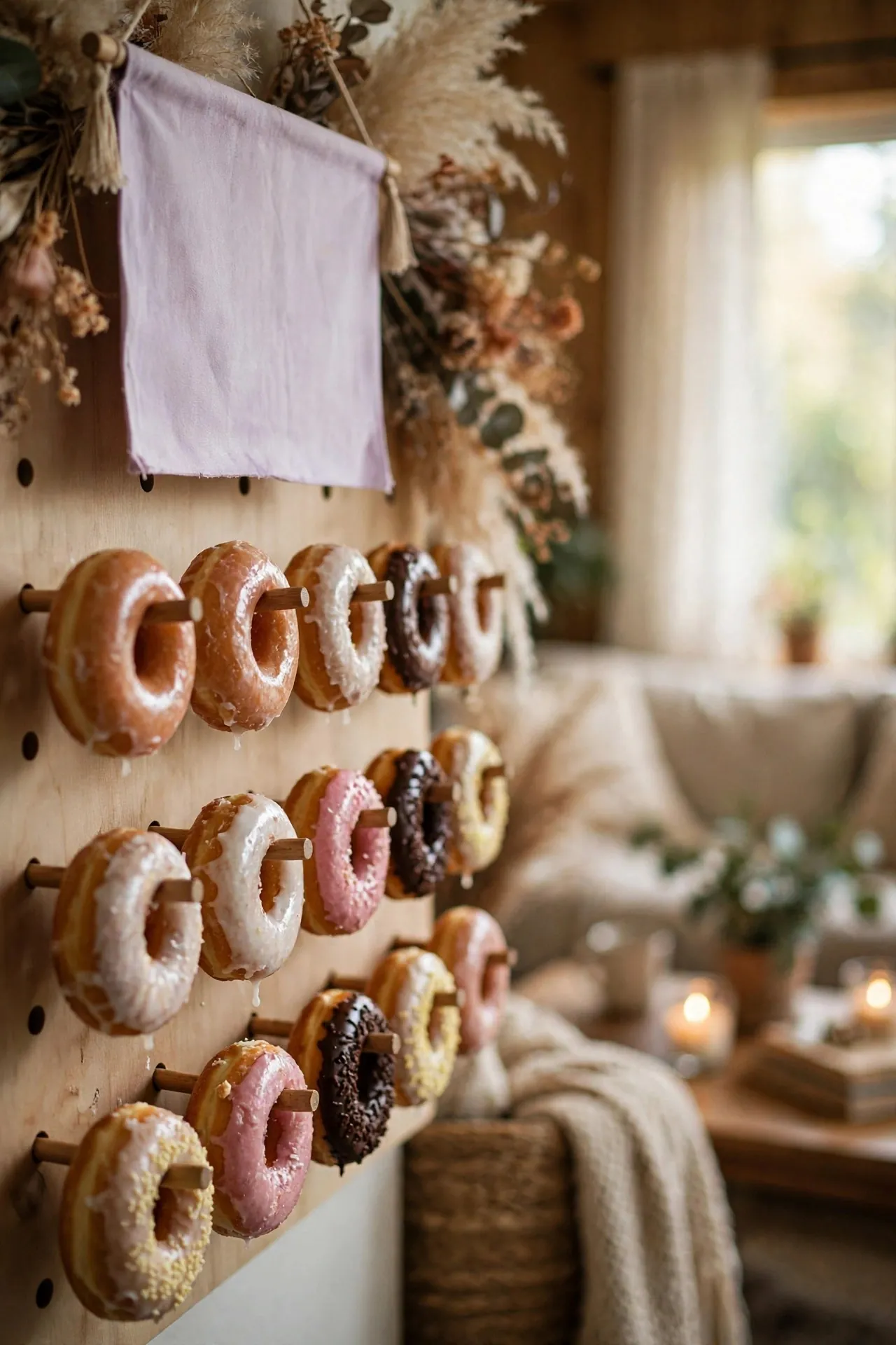 Donut wall display at a party