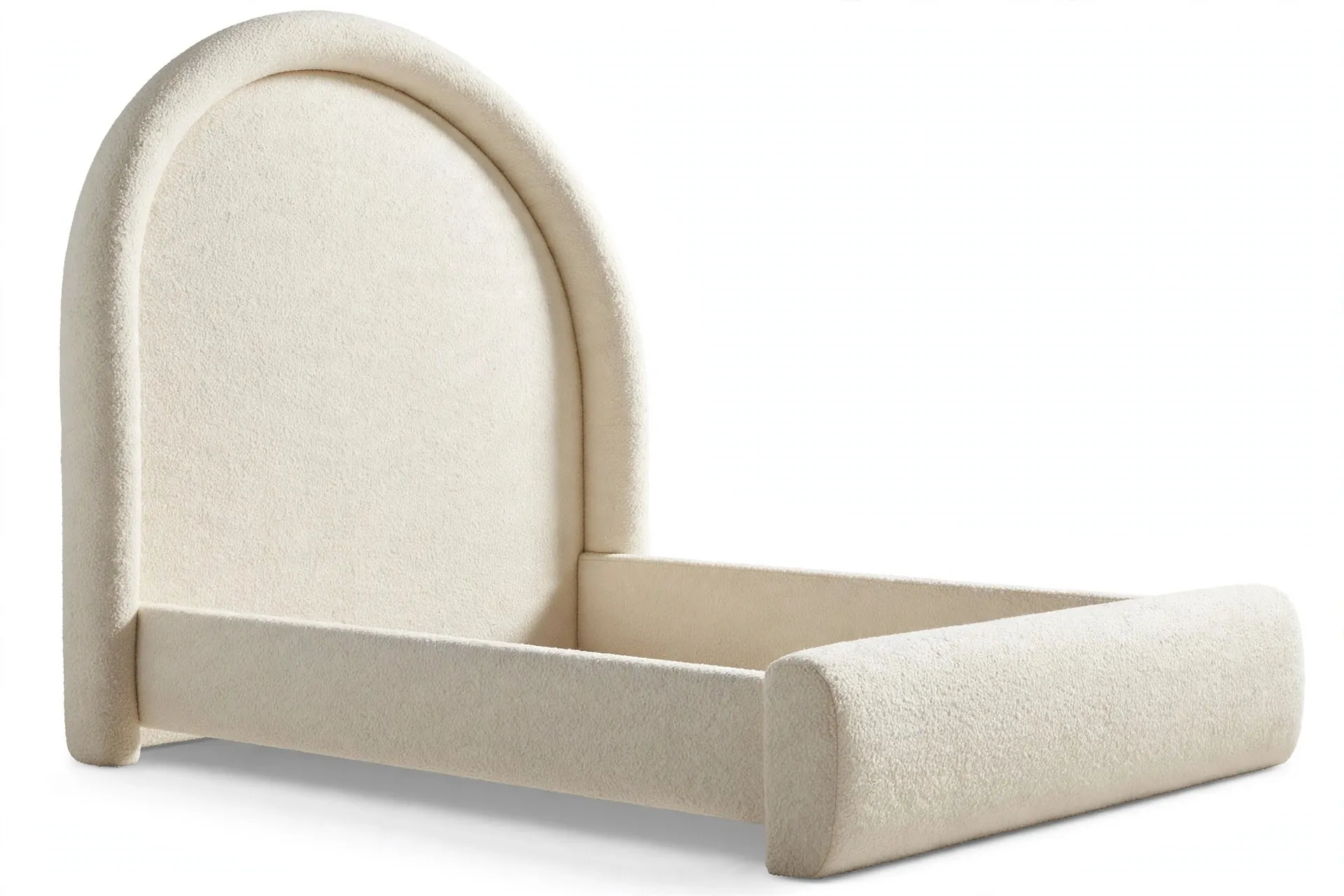 Boucle curved headboard bed