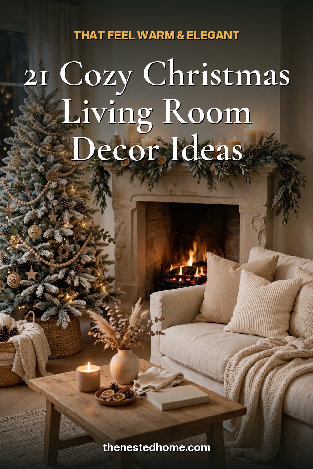 21 Cozy Christmas Living Room Decor Ideas That Feel Warm & Elegant pin