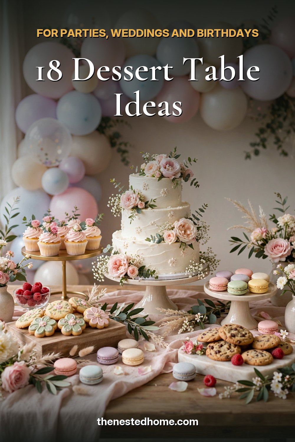 18 Dessert Table Ideas for Parties, Weddings and Birthdays pin